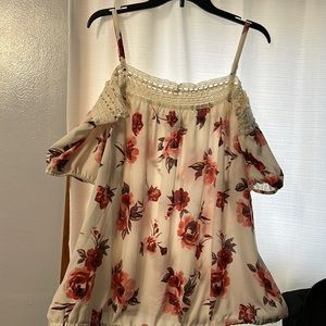 Off white floral off shoulder blouse